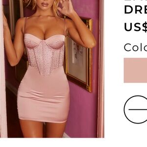 Oh Polly Beaded Pink/Mauve Mini-Dress